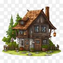 乡村小屋-宁静乡村环境中的老小屋