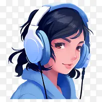 带耳机的女人—戴着耳机微笑的职业女性,品质好