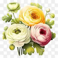 花束-花瓶中充满活力的新鲜健康鲜花花束